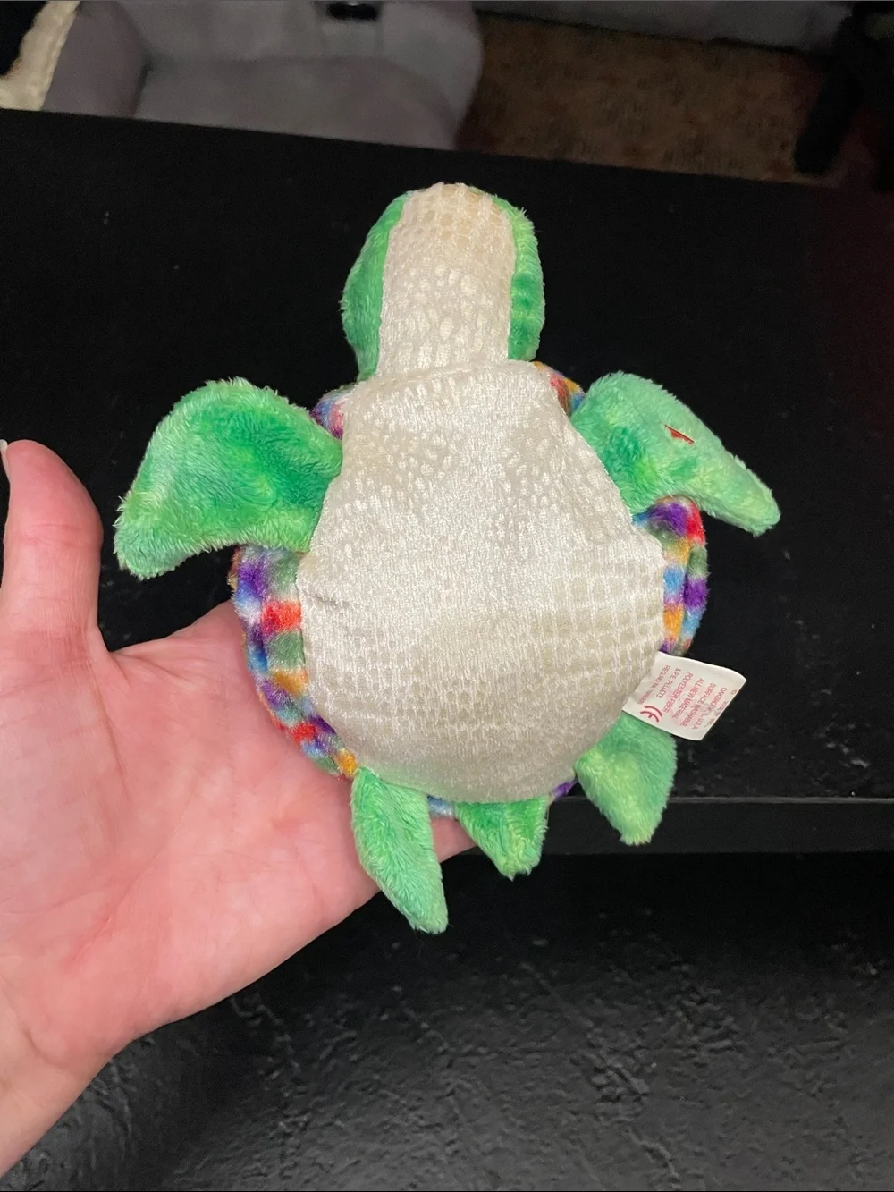 2001 Ty Zoom Multicolor Shell Green Turtle Plush 2002-Tush Tag Clean PE Pellets